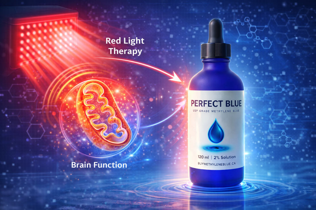 An example of methylene blue and red light therapy
