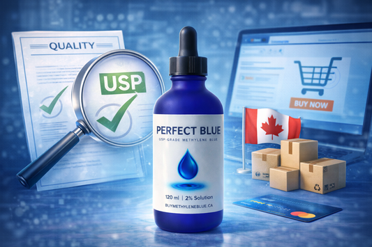 A graphic about where and how to buy methylene blue